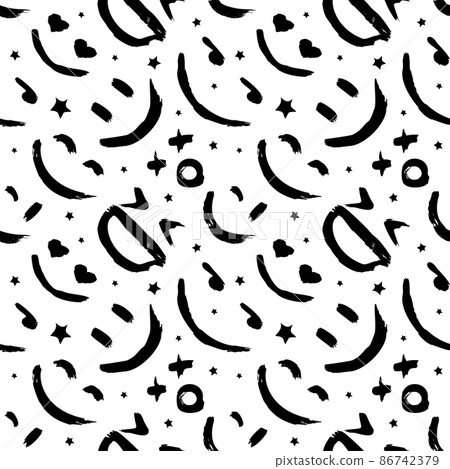 Vector seamless pattern with emoticons, emoji, kaomoji. Modern wallpaper with graffiti elements for the textile industry, prints, cards and wrapping paper. Excellent template for any of your designs. 86742379