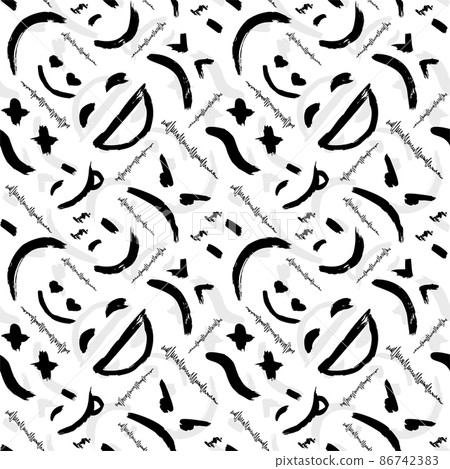Vector seamless pattern with emoticons, emoji, kaomoji. Modern wallpaper with graffiti elements for the textile industry, prints, cards and wrapping paper. Excellent template for any of your designs. 86742383