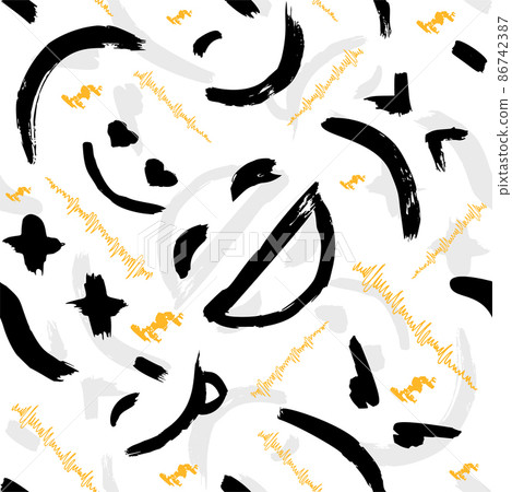 Vector seamless pattern with emoticons, emoji, kaomoji. Modern wallpaper with graffiti elements for the textile industry, prints, cards and wrapping paper. Excellent template for any of your designs. 86742387