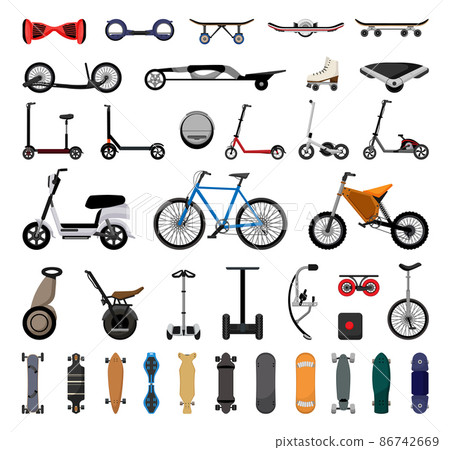 Vector collection of pedestrian transport. Detailed illustrations. Vector collection of pedestrian transport. Detailed illustrations. 86742669