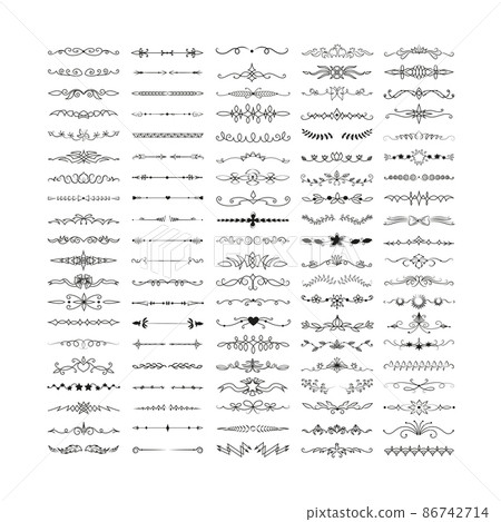 Set of stylish ornaments for creating tattoos, stickers, postcards, books of other creativity. Vector objects isolated on a white background. 86742714
