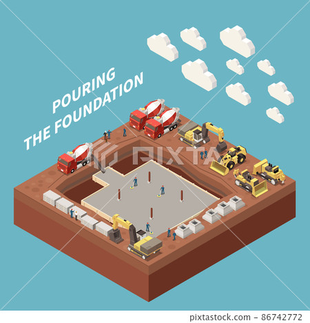 Concrete Cement Production Isometric Concept - Stock Illustration ...