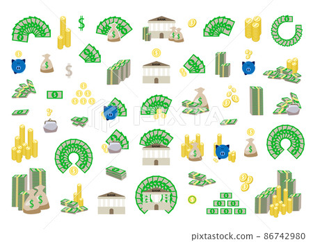 Collection of illustrations of finance. Banking assets and savings. Collection of illustrations of finance. Banking assets and savings. 86742980