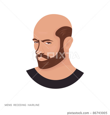 Vector illustration of a man with receding hairline and hollywoodian beard on a white background. The modern person with a stylish haircut and beard. Template for barbershops. Avatar in style realism. Vector illustration of a man with receding hairline and hollywoodian beard on a white background. The modern person with a stylish haircut and beard. Template for barbershops. Avatar in style realism. 86743005