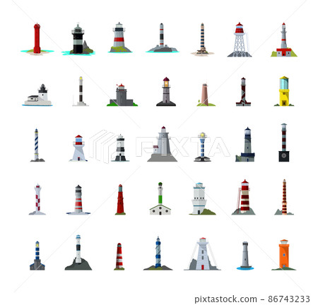 Set of vector realistic lighthouses. 86743233