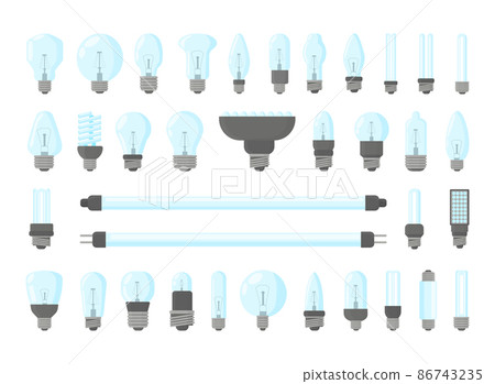 Light bulbs collection. Isolated objects on a white background. 86743235