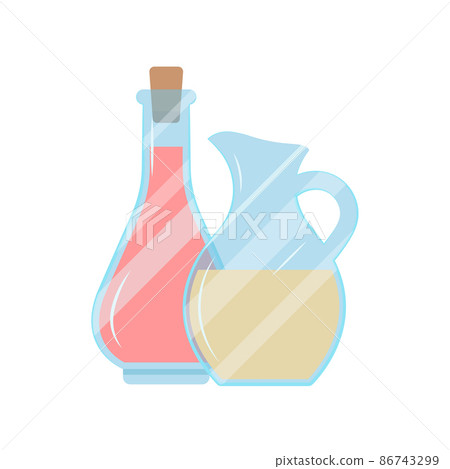 Vector illustration of bottle with vinegar. Food additive on a white background. 86743299