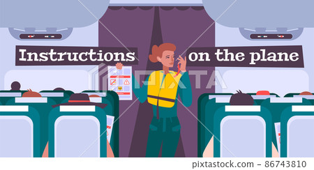 Airplane Briefing Flat Background - Stock Illustration [86743810] - PIXTA