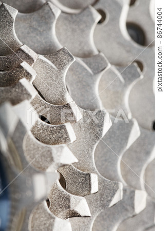 Stars and teeth of a bicycle cassette close-up 86744004