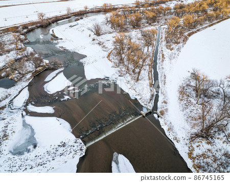 water diversion dam on the South Platte River water diversion dam on the South Platte River 86745165