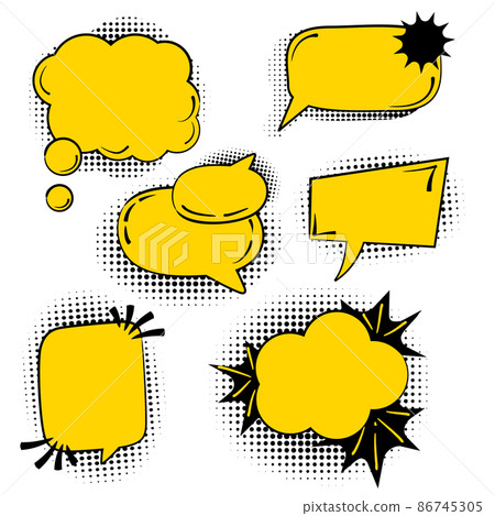 Collection of speech bubbles with halftone shadow pop art Collection of speech bubbles with halftone shadow pop art 86745305