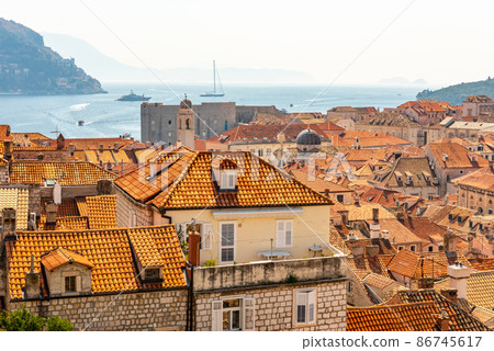 Panorama Dubrovnik Old Town roofs. Europe, Croatia Panorama Dubrovnik Old Town roofs. Europe, Croatia 86745617