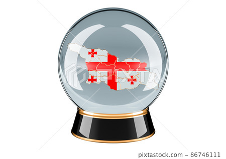 Crystal ball with Georgian map. Forecasting and prediction for Georgia, concept. 3D rendering Crystal ball with Georgian map. Forecasting and prediction for Georgia, concept. 3D rendering 86746111