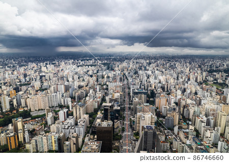 Sao Paulo from a height in rainy weather. 86746660