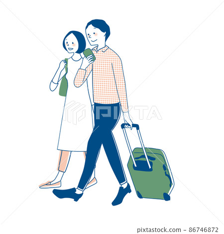 Men and women pulling suitcases 86746872