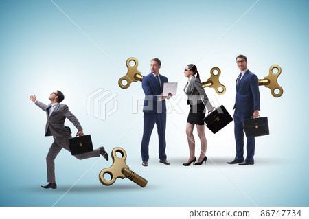 Concept of businessman escaping from office routine Concept of businessman escaping from office routine 86747734