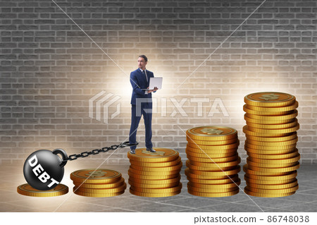 Businessman in loan and debt concept Businessman in loan and debt concept 86748038