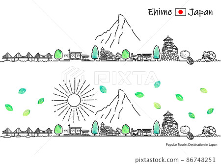 夏季愛媛縣旅遊景點的城市景觀和陽光的簡單線條藝術集 夏季愛媛縣旅遊景點的城市景觀和陽光的簡單線條藝術集 86748251