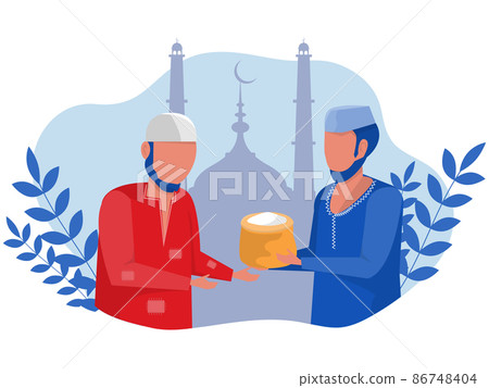 Zakat Ramadan,Zakat sadaqah concept of donation in Islam ,muslim people giving to the poor flat vector illustrator Zakat Ramadan,Zakat sadaqah concept of donation in Islam ,muslim people giving to the poor flat vector illustrator 86748404
