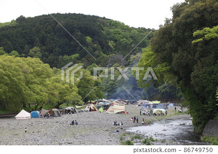 At the fresh green Kinchakuda where camping guests gather At the fresh green Kinchakuda where camping guests gather 86749750