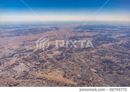 Aerial view Kanto Plain over Kasumigaura, Ibaraki Prefecture 86749770