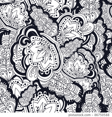 Black and white oriental ornamental seamless pattern 86750588