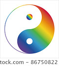 Taijitu (Yin-Yang Taijitu) drawn with diagonal rainbow-colored gradation 86750822