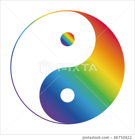用對角彩虹色漸變繪製的太極圖（陰陽太極圖） 86750822