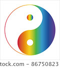 Taijitu (Yin-Yang Taijitu) drawn with vertical rainbow-colored gradation 86750823