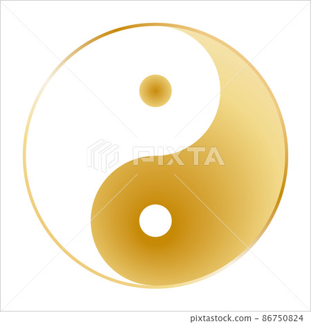 Taijitu (Yin-Yang Taijitu) drawn with a gradation of brass and brass Taijitu (Yin-Yang Taijitu) drawn with a gradation of brass and brass 86750824