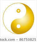 Taijitu (Yin-Yang Taijitu) drawn with a spherical and golden gradation 86750825