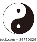 Taijitu (Yin-Yang Taijitu) drawn in simple black and white 86750826