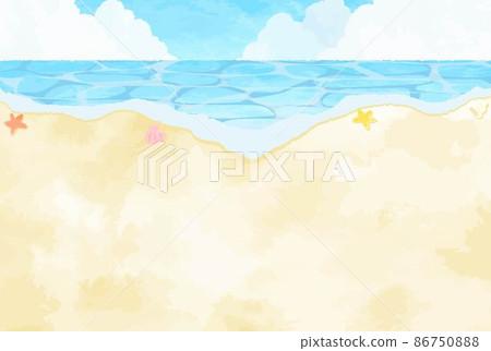清爽的夏日海灘背景插畫 清爽的夏日海灘背景插畫 86750888