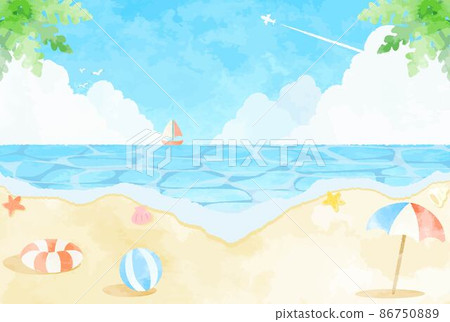 Bright and refreshing summer beach background illustration Bright and refreshing summer beach background illustration 86750889