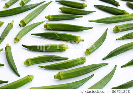 Fresh okra on white background. Fresh okra on white background. 86751208