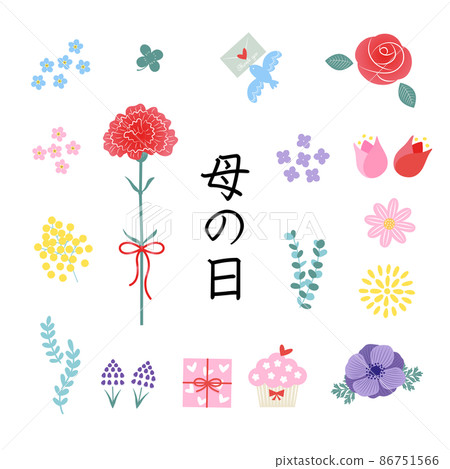 Illustration set of flowers and gifts for Mother's Day Illustration set of flowers and gifts for Mother's Day 86751566