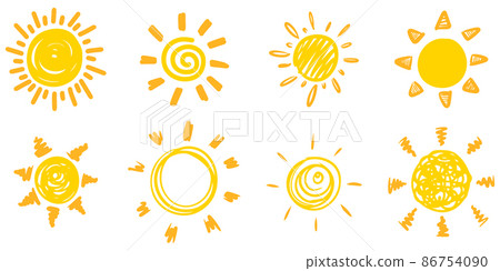 set of doodle sun. Design elements. Hand drawn vector illustration. 86754090