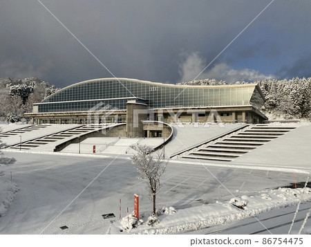 Himi City Fureai Sports Center on a snowy day Himi City Fureai Sports Center on a snowy day 86754475