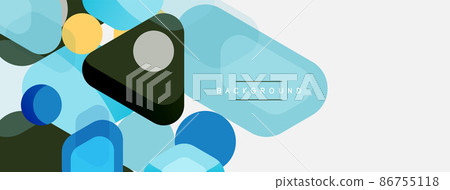 Abstract round geometric shapes and circles background. Trendy techno business template for wallpaper, banner, background or landing Abstract round geometric shapes and circles background. Trendy techno business template for wallpaper, banner, background or landing 86755118