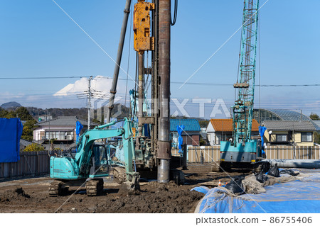 Construction site under foundation construction 86755406