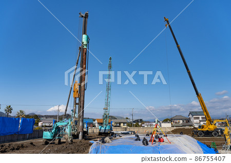 Construction site under foundation construction 86755407