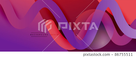 Abstract gradient background with wave line with shadow effect. Geometric composition. 3D shadow effects and fluid gradients Abstract gradient background with wave line with shadow effect. Geometric composition. 3D shadow effects and fluid gradients 86755511
