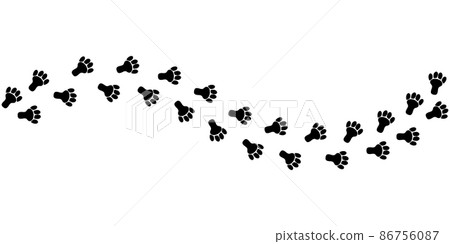 Paw footprint of rabbit. Hare track for backgrounds, patterns, design, greeting cards, child prints and etc. Vector illustration 86756087