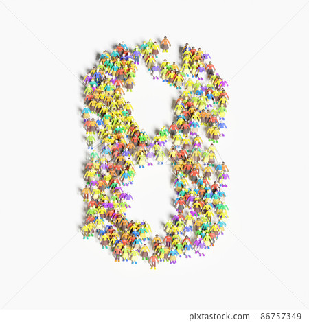 人排成“8”字形的圖形（3D插圖）-插圖素材 [86757349] - PIXTA圖庫