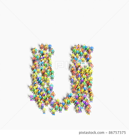 Graphics of people lined up in the shape of "U" (3D illustration) 86757375