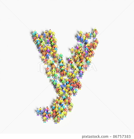 以“y”形排列的人的圖形（3D 插圖） 86757383