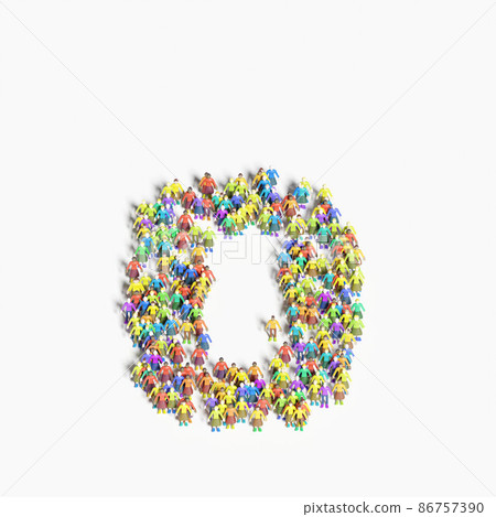 以“O”形排列的人的圖形（3D 插圖） 86757390