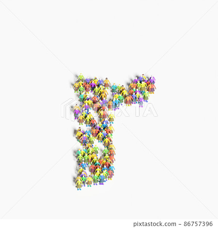 以“R”形排列的人的圖形（3D插圖） 86757396