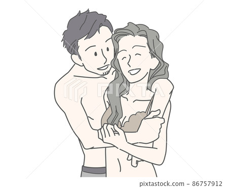 Back hug Lovely 40s, Alafor Arafif Male and female couple 86757912