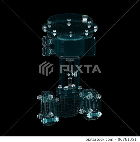 Industrial valve consisting of luminous lines and dots Industrial valve consisting of luminous lines and dots 86761351